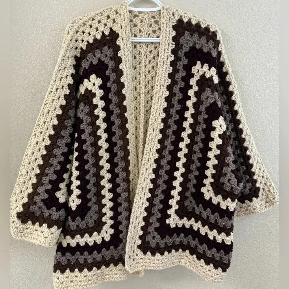 Handmade Crochet Hexagon Boho Cardigan